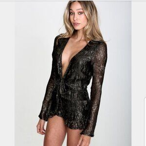 Metallic Fairytale Love Tie Romper Small NWT